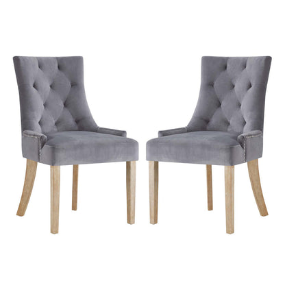 Modway Outlet Pose Performance Velvet Dining Chair Set of 2 by Modway  Bar and Dining Furniture Gray - EEI-3504-GRY