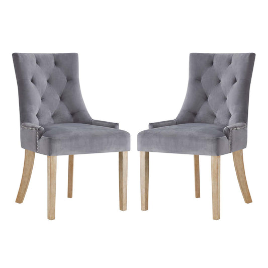 Modway Outlet Pose Performance Velvet Dining Chair Set of 2 by Modway  Bar and Dining Furniture Gray - EEI-3504-GRY