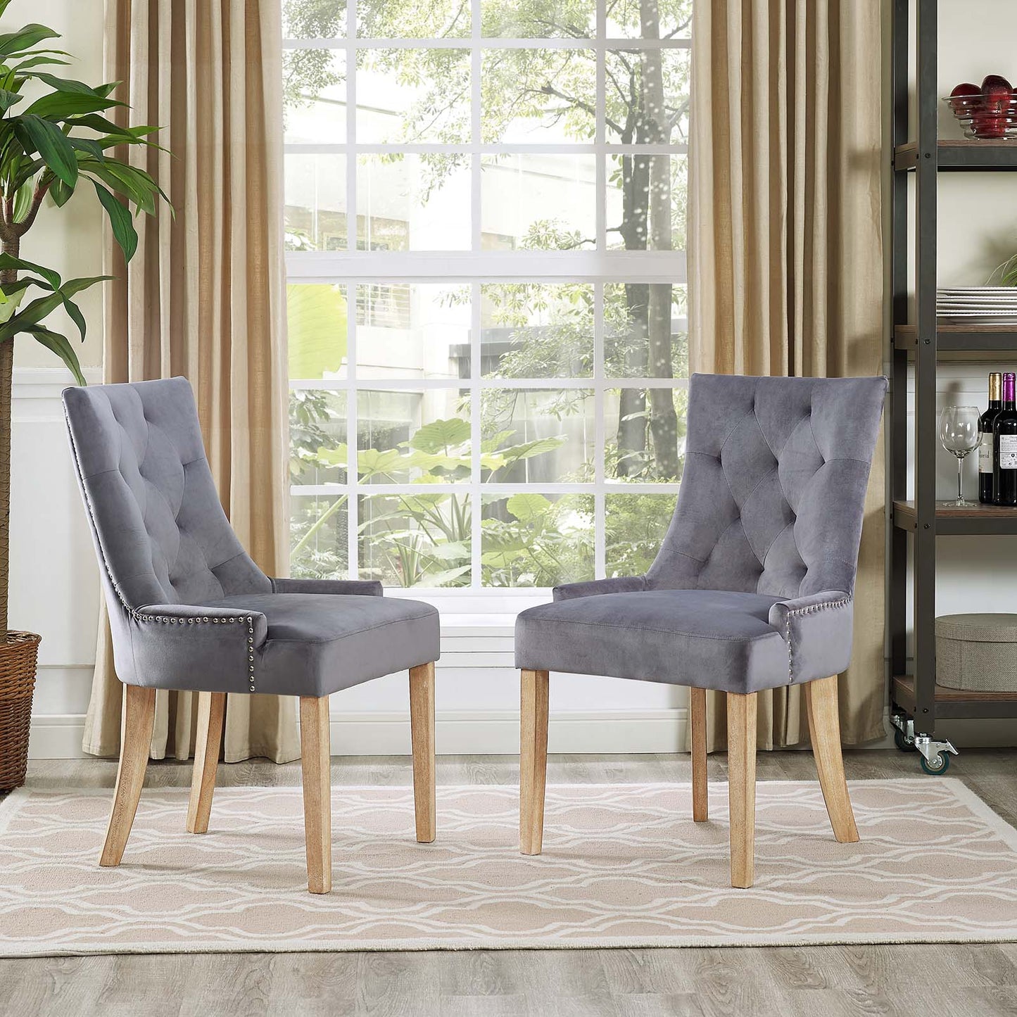 Modway Outlet Pose Performance Velvet Dining Chair Set of 2 by Modway  Bar and Dining Furniture Gray - EEI-3504-GRY