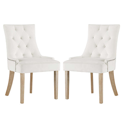 Modway Outlet Pose Performance Velvet Dining Chair Set of 2 by Modway  Bar and Dining Furniture Ivory - EEI-3504-IVO