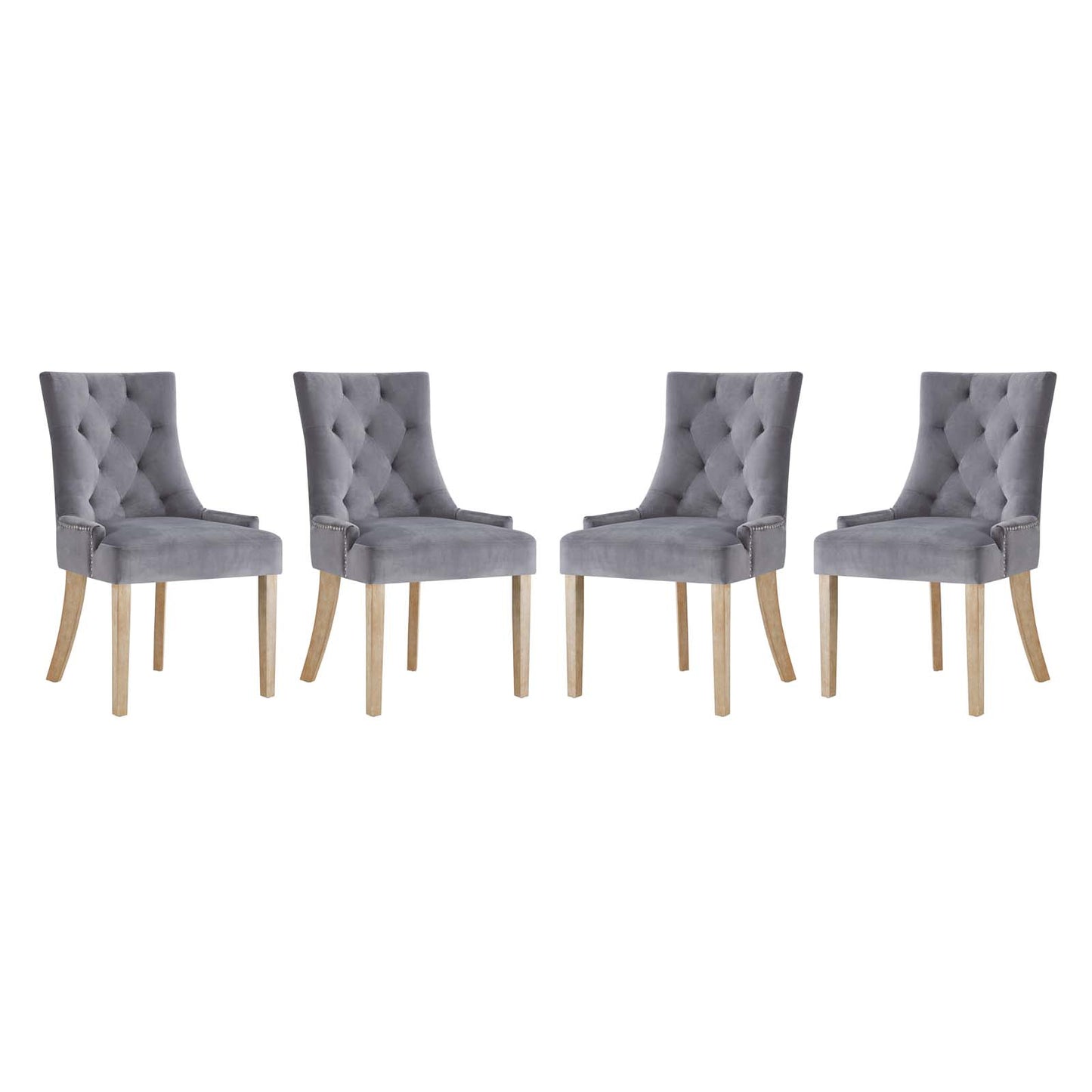 Modway Outlet Pose Performance Velvet Dining Chair Set of 4 by Modway  Bar and Dining Furniture Gray - EEI-3505-GRY