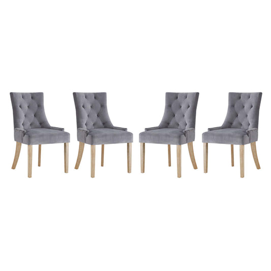 Modway Outlet Pose Performance Velvet Dining Chair Set of 4 by Modway  Bar and Dining Furniture Gray - EEI-3505-GRY