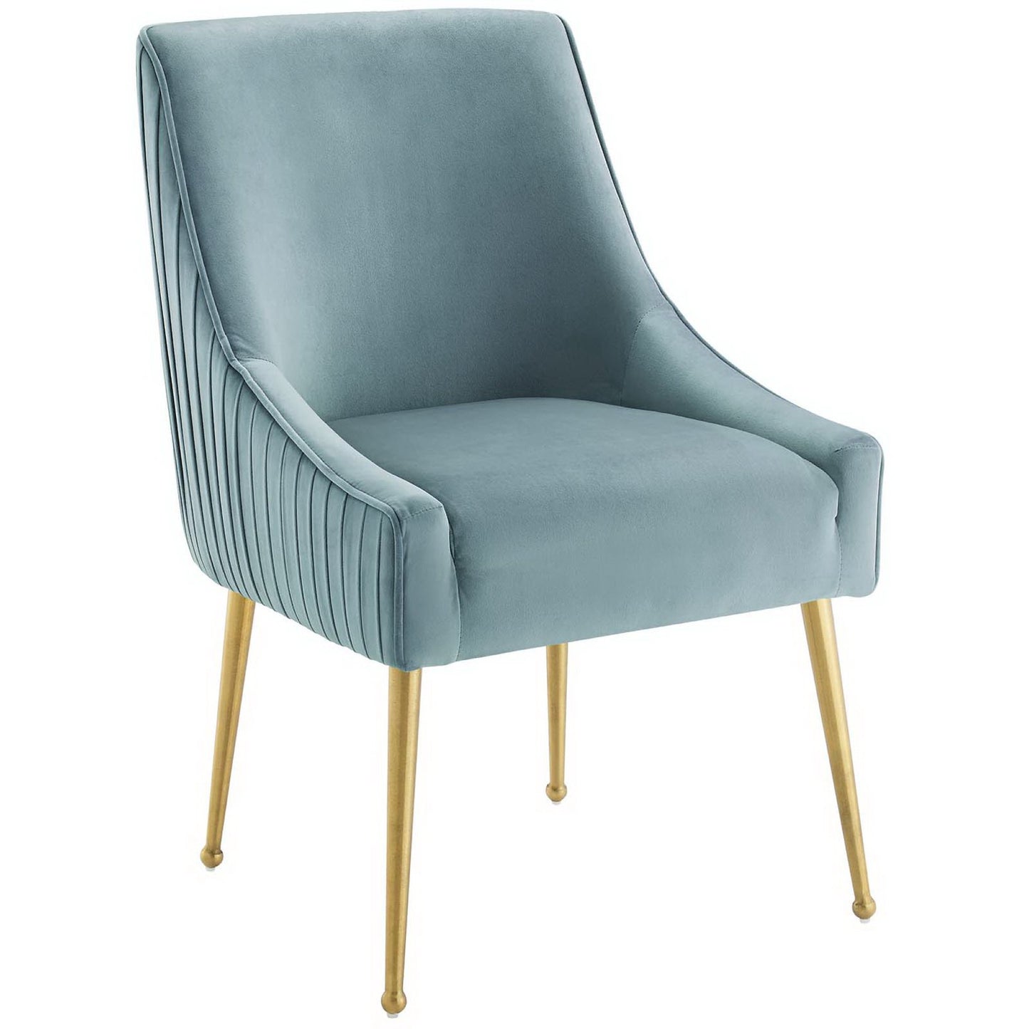 Modway - Discern Pleated Back Upholstered Performance Velvet Dining Chair by Modway  Bar and Dining Dining Chairs Blue - EEI-3509-LBU