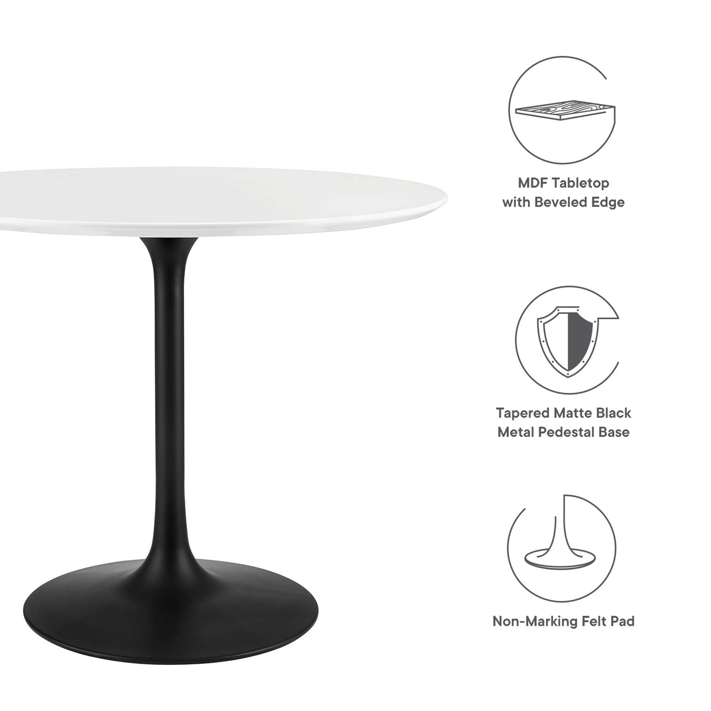 Modway - Lippa 36" Round Wood Dining Table by Modway  Bar and Dining Bar and Dining Tables White - EEI-3511-BLK-WHI