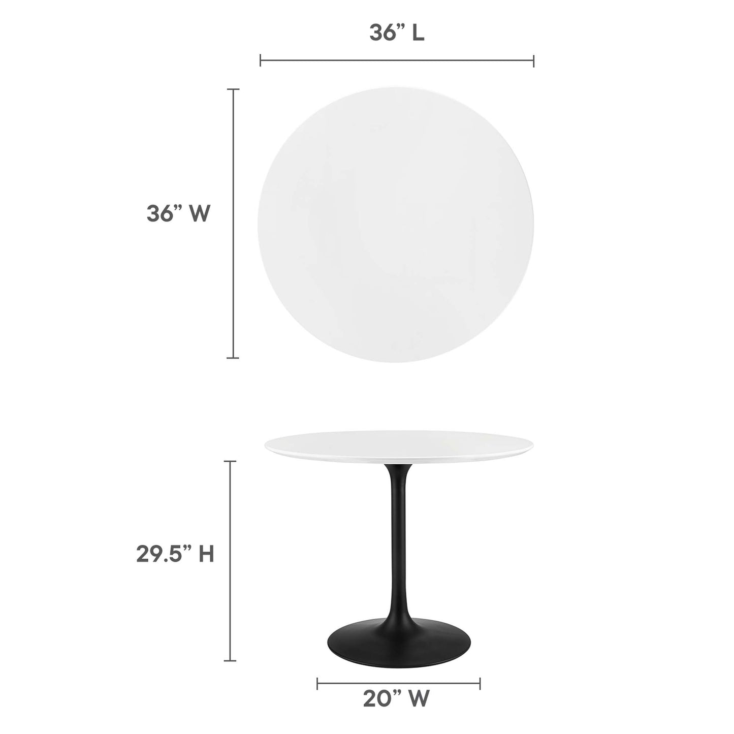 Modway - Lippa 36" Round Wood Dining Table by Modway  Bar and Dining Bar and Dining Tables White - EEI-3511-BLK-WHI