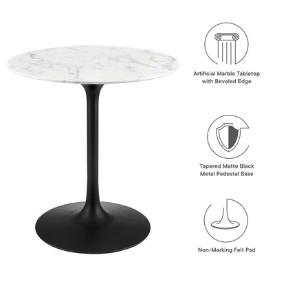 Modway - Lippa 28" Round Faux Marble Dining Table by Modway  Bar and Dining Bar and Dining Tables White - EEI-3515-BLK-WHI