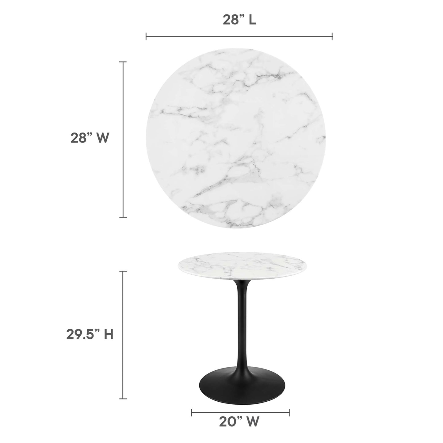 Modway - Lippa 28" Round Faux Marble Dining Table by Modway  Bar and Dining Bar and Dining Tables White - EEI-3515-BLK-WHI