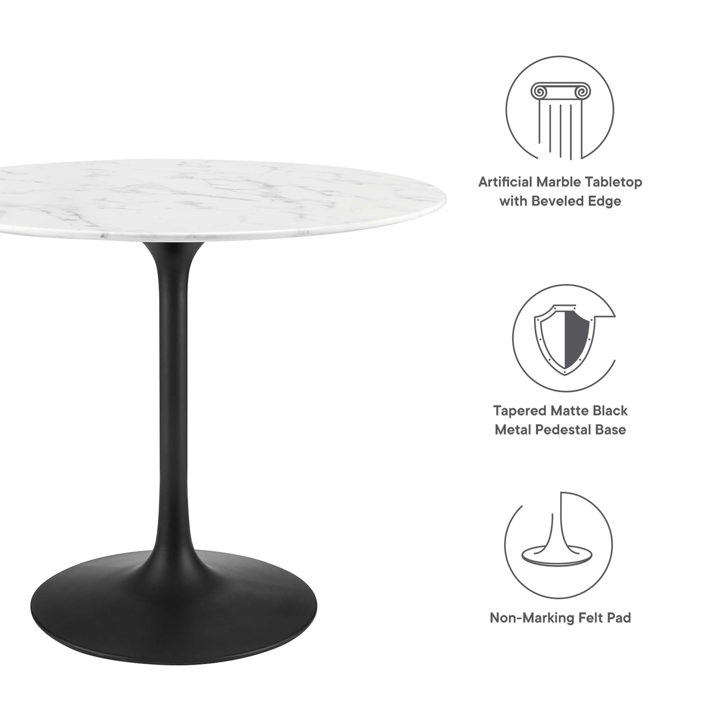 Modway - Lippa 36" Round Faux Marble Dining Table by Modway  Bar and Dining Bar and Dining Tables White - EEI-3516-BLK-WHI