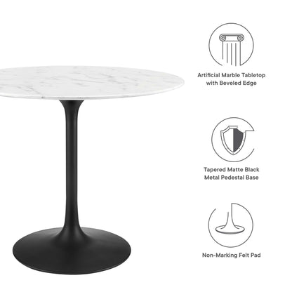 Modway - Lippa 36" Round Faux Marble Dining Table by Modway  Bar and Dining Bar and Dining Tables White - EEI-3516-BLK-WHI