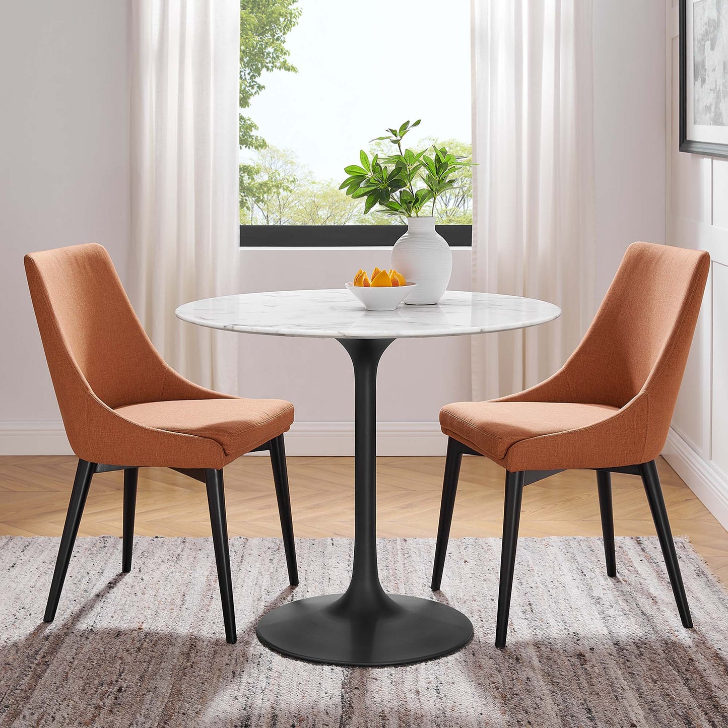 Modway - Lippa 36" Round Faux Marble Dining Table by Modway  Bar and Dining Bar and Dining Tables White - EEI-3516-BLK-WHI