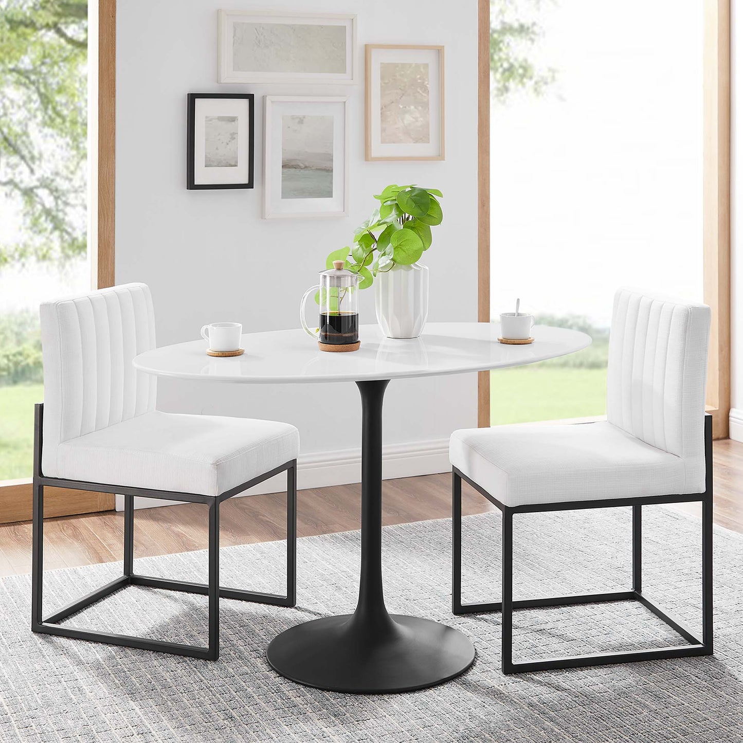 Modway - Lippa 48" Oval Wood Dining Table by Modway  Bar and Dining Bar and Dining Tables White - EEI-3517-BLK-WHI