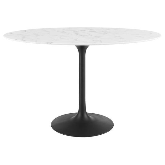 Modway - Lippa 48" Oval Faux Marble Dining Table by Modway  Bar and Dining Bar and Dining Tables White - EEI-3518-BLK-WHI