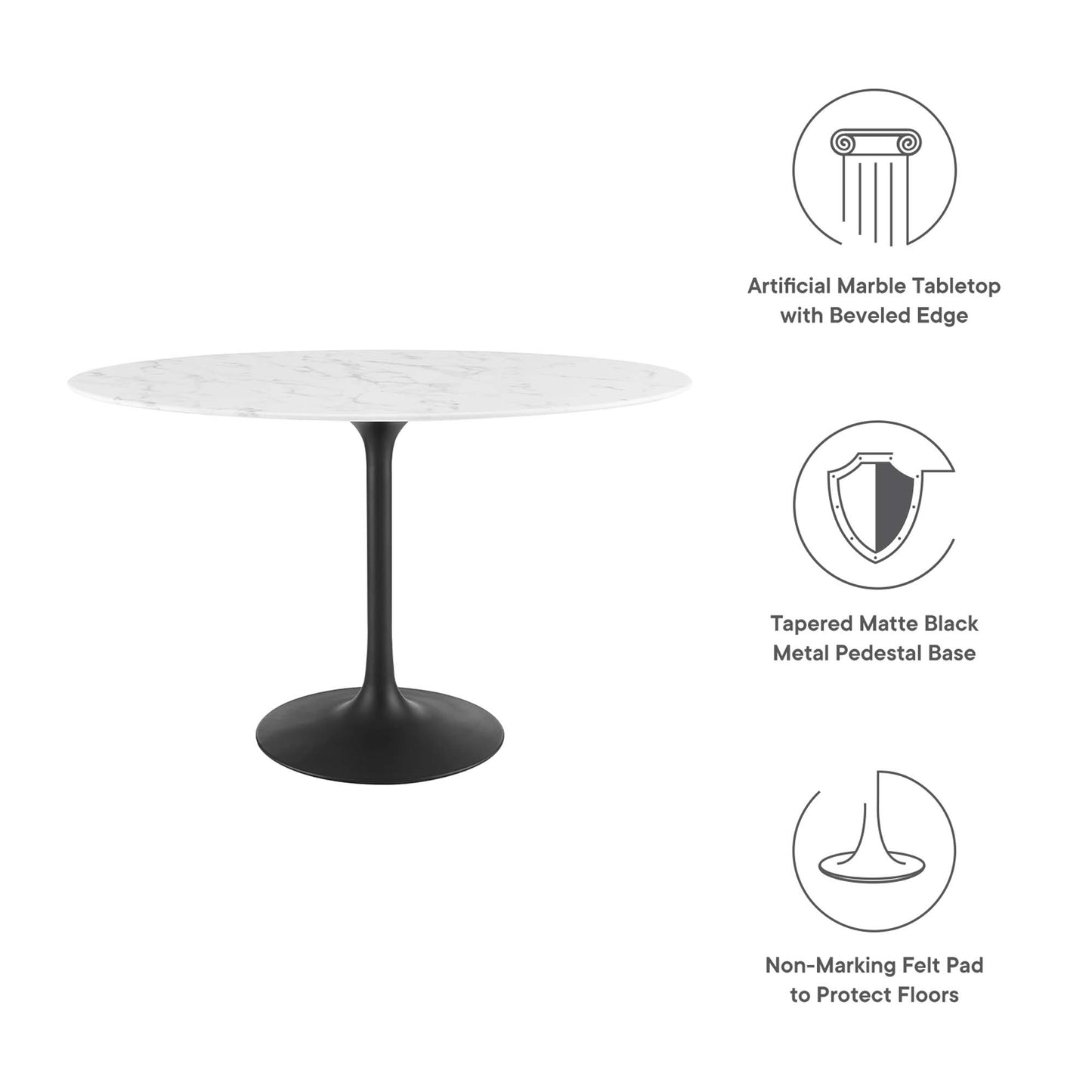 Modway - Lippa 48" Oval Faux Marble Dining Table by Modway  Bar and Dining Bar and Dining Tables White - EEI-3518-BLK-WHI