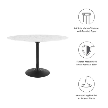 Modway - Lippa 48" Oval Faux Marble Dining Table by Modway  Bar and Dining Bar and Dining Tables White - EEI-3518-BLK-WHI