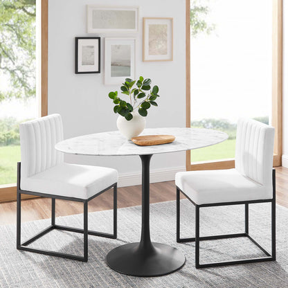 Modway - Lippa 48" Oval Faux Marble Dining Table by Modway  Bar and Dining Bar and Dining Tables White - EEI-3518-BLK-WHI