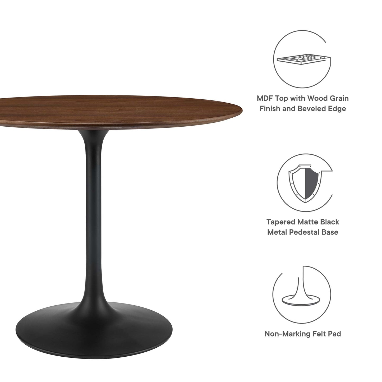 Modway - Lippa 36" Round Wood Dining Table by Modway  Bar and Dining Bar and Dining Tables Brown - EEI-3519-BLK-WAL