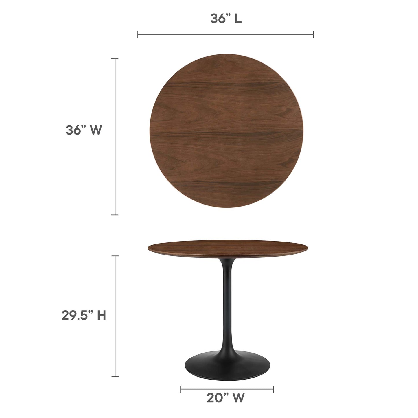 Modway - Lippa 36" Round Wood Dining Table by Modway  Bar and Dining Bar and Dining Tables Brown - EEI-3519-BLK-WAL
