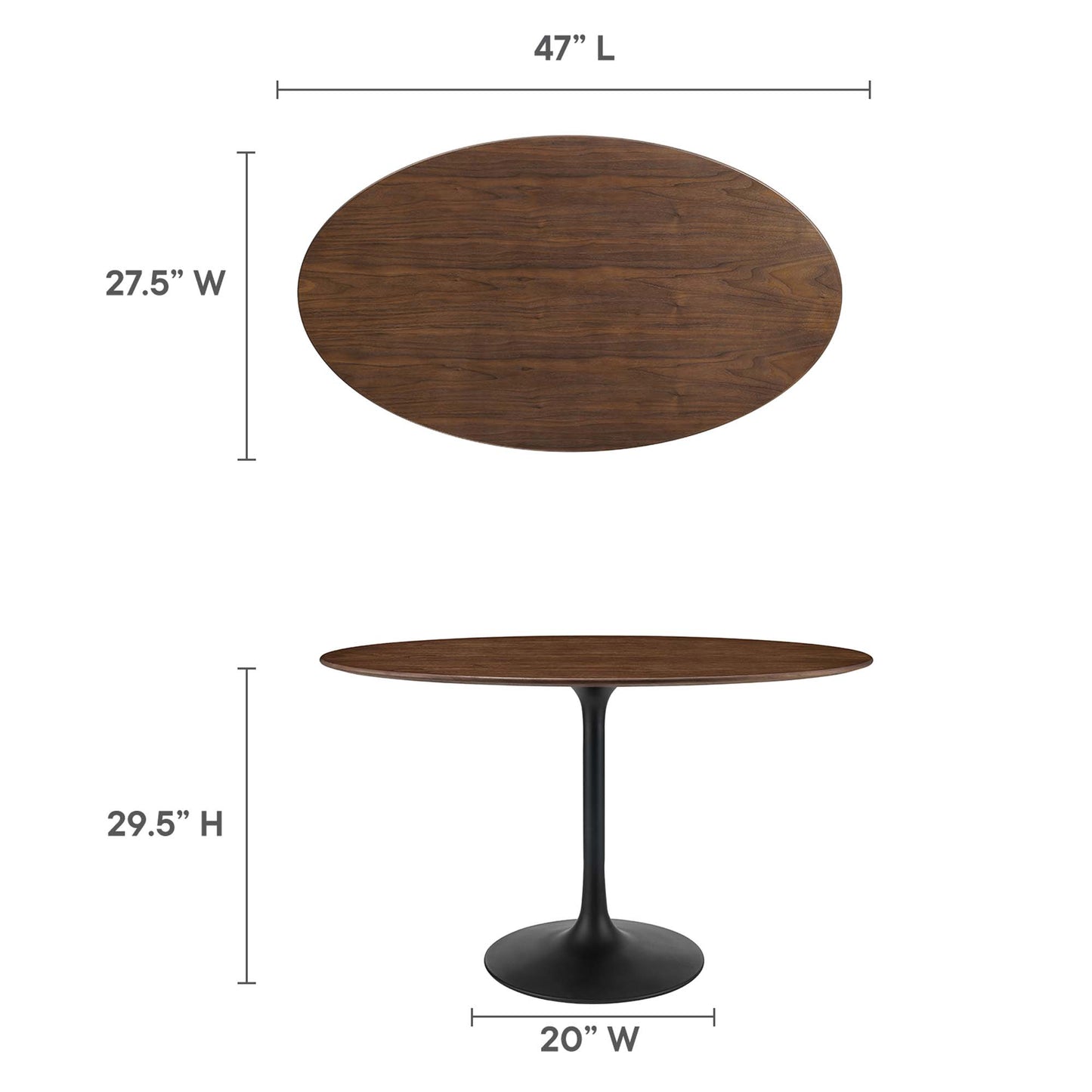 Modway - Lippa 48" Oval Wood Dining Table by Modway  Bar and Dining Bar and Dining Tables Brown - EEI-3520-BLK-WAL