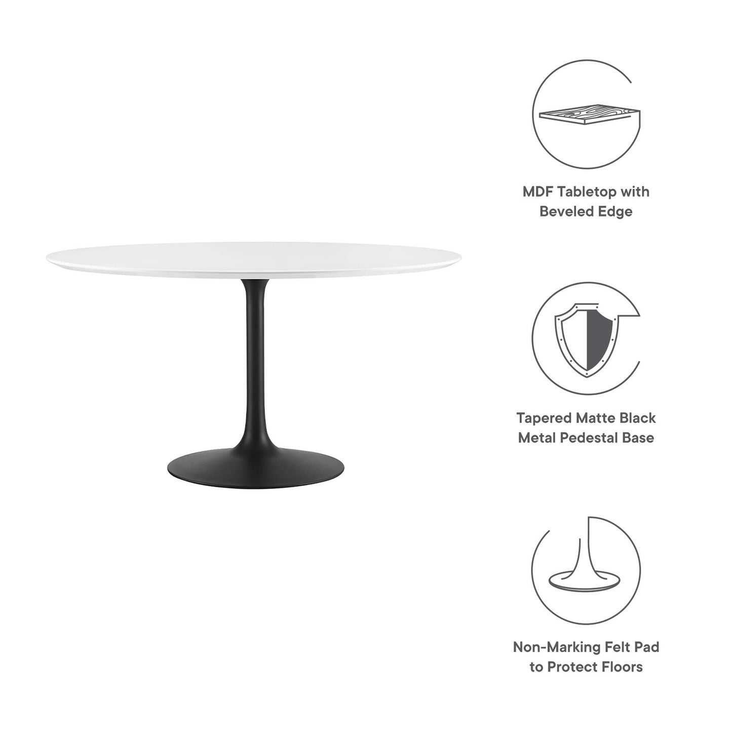 Modway - Lippa 54" Round Wood Dining Table by Modway  Bar and Dining Bar and Dining Tables White - EEI-3523-BLK-WHI