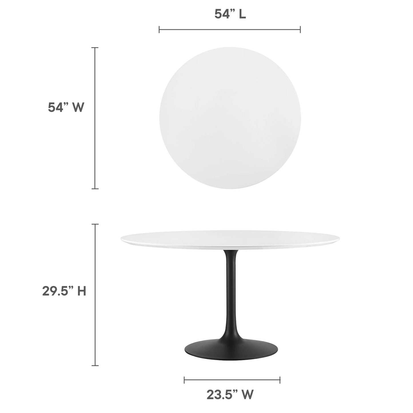 Modway - Lippa 54" Round Wood Dining Table by Modway  Bar and Dining Bar and Dining Tables White - EEI-3523-BLK-WHI