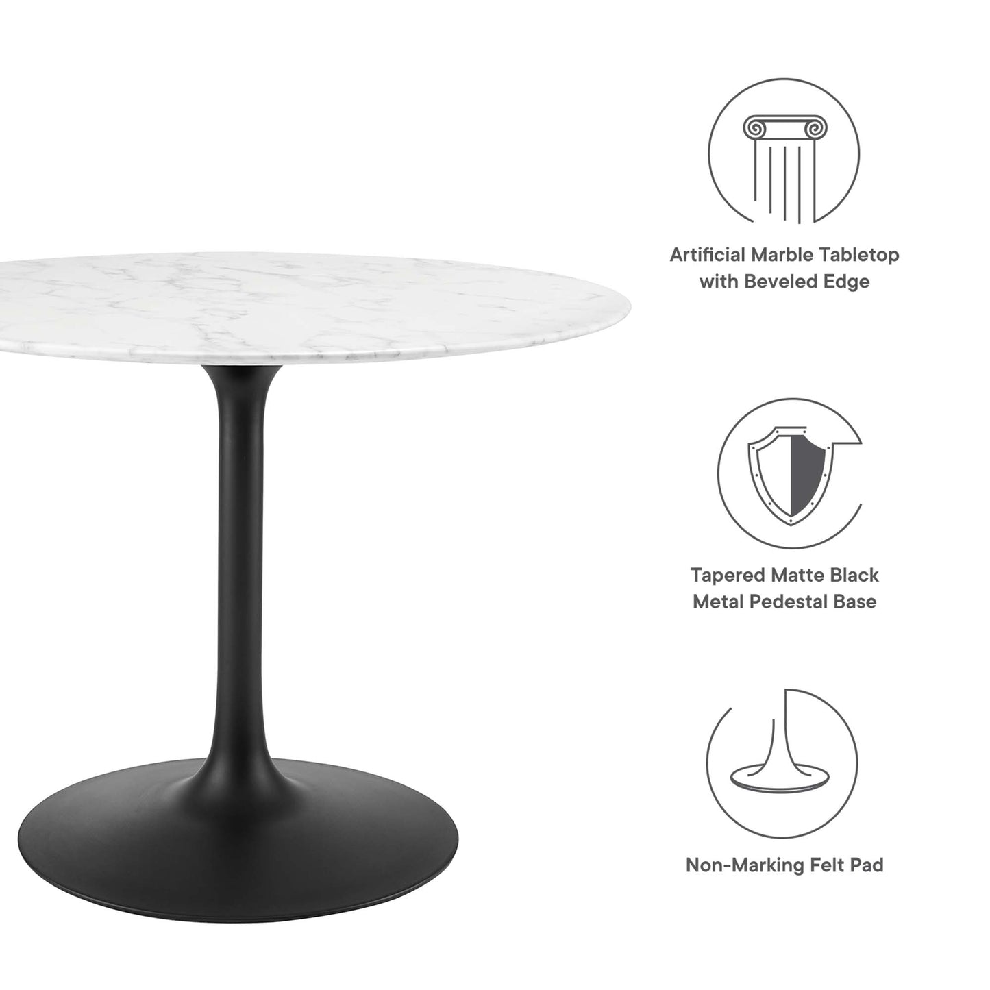 Modway - Lippa 40" Round Faux Marble Dining Table by Modway  Bar and Dining Bar and Dining Tables White - EEI-3526-BLK-WHI