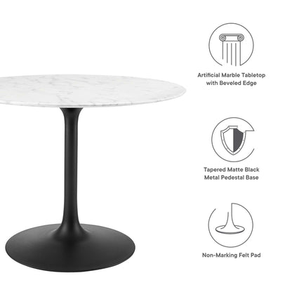 Modway - Lippa 40" Round Faux Marble Dining Table by Modway  Bar and Dining Bar and Dining Tables White - EEI-3526-BLK-WHI