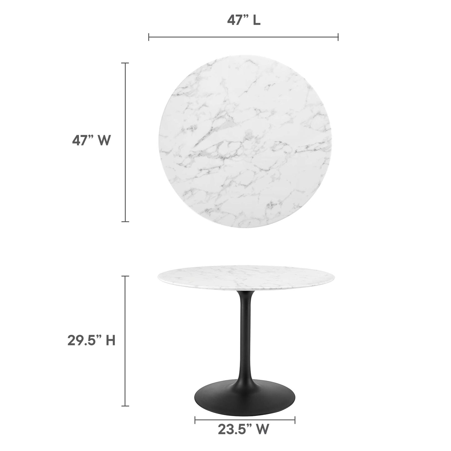 Modway - Lippa 40" Round Faux Marble Dining Table by Modway  Bar and Dining Bar and Dining Tables White - EEI-3526-BLK-WHI