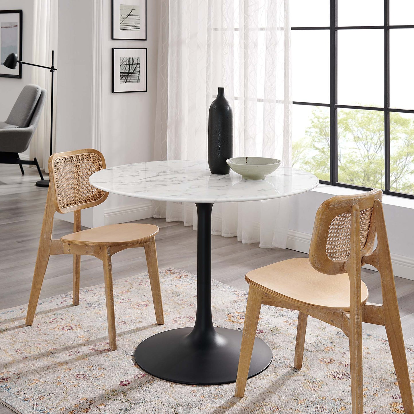 Modway - Lippa 40" Round Faux Marble Dining Table by Modway  Bar and Dining Bar and Dining Tables White - EEI-3526-BLK-WHI