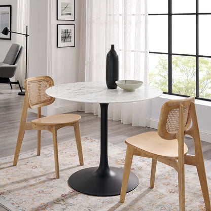 Modway - Lippa 40" Round Faux Marble Dining Table by Modway  Bar and Dining Bar and Dining Tables White - EEI-3526-BLK-WHI