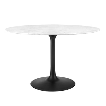 Modway - Lippa 48" Round Faux Marble Dining Table by Modway  Bar and Dining Bar and Dining Tables White - EEI-3527-BLK-WHI
