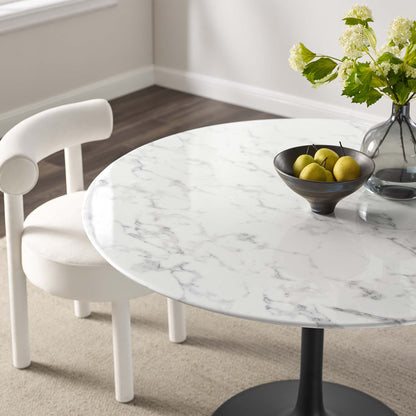 Modway - Lippa 48" Round Faux Marble Dining Table by Modway  Bar and Dining Bar and Dining Tables White - EEI-3527-BLK-WHI