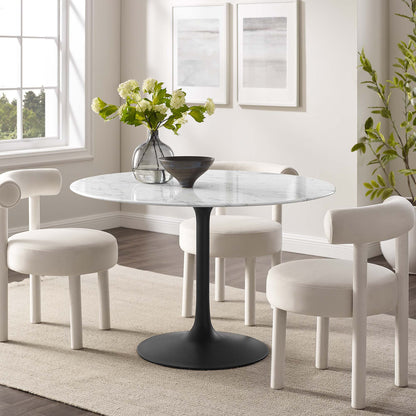 Modway - Lippa 48" Round Faux Marble Dining Table by Modway  Bar and Dining Bar and Dining Tables White - EEI-3527-BLK-WHI