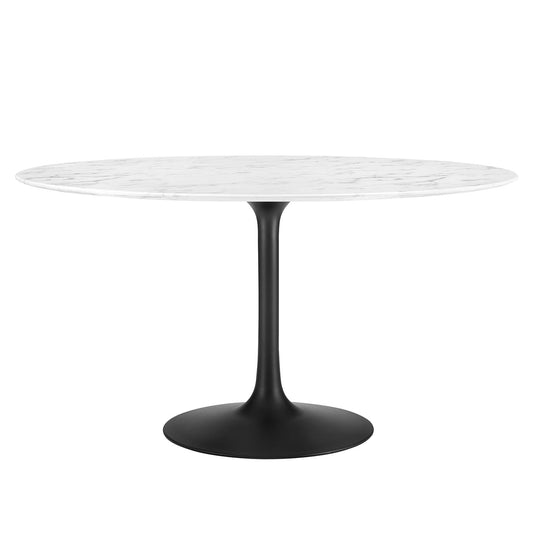 Modway - Lippa 54" Round Faux Marble Dining Table by Modway  Bar and Dining Bar and Dining Tables White - EEI-3528-BLK-WHI