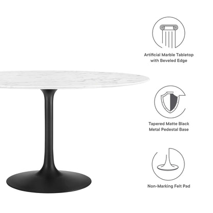 Modway - Lippa 54" Round Faux Marble Dining Table by Modway  Bar and Dining Bar and Dining Tables White - EEI-3528-BLK-WHI