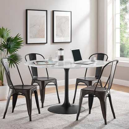 Modway - Lippa 54" Round Faux Marble Dining Table by Modway  Bar and Dining Bar and Dining Tables White - EEI-3528-BLK-WHI