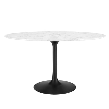 Modway - Lippa 54" Oval Faux Marble Dining Table by Modway  Bar and Dining Bar and Dining Tables White - EEI-3530-BLK-WHI