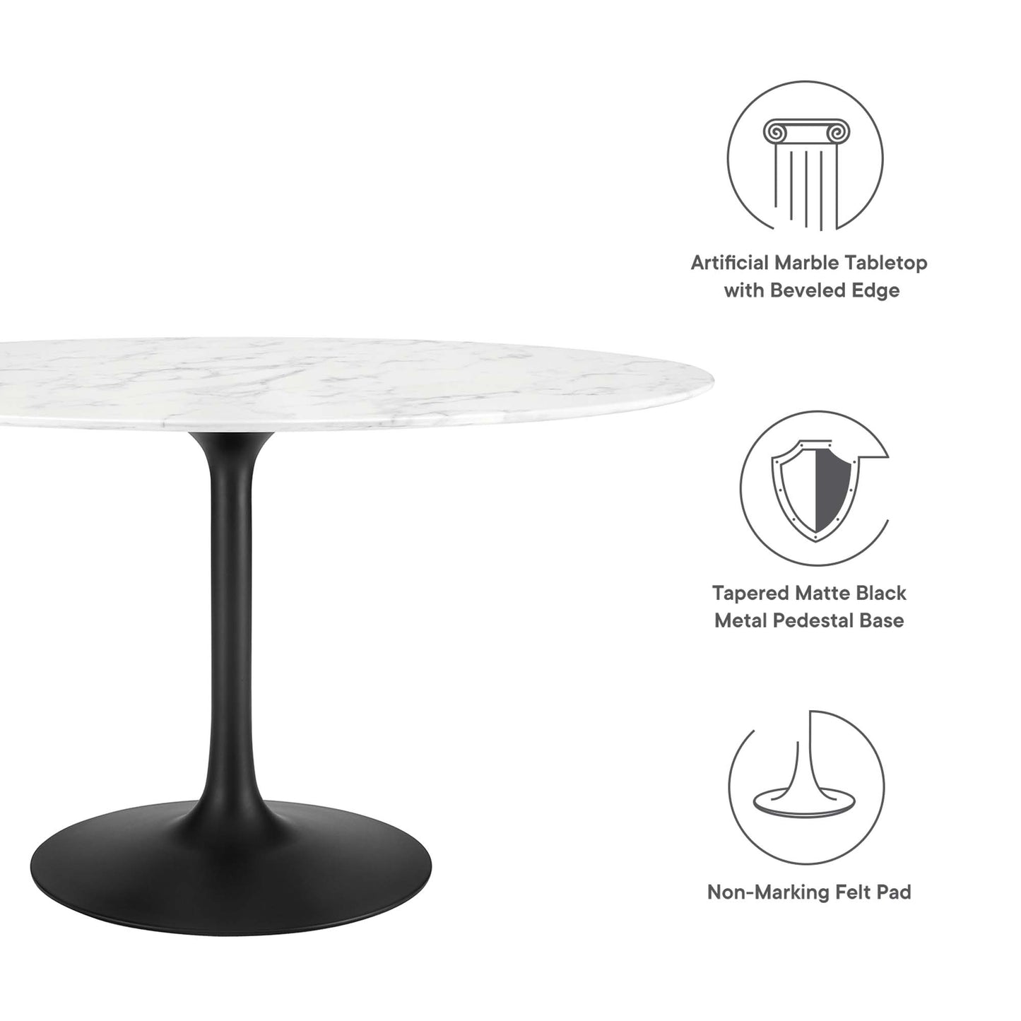 Modway - Lippa 54" Oval Faux Marble Dining Table by Modway  Bar and Dining Bar and Dining Tables White - EEI-3530-BLK-WHI