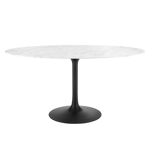 Modway - Lippa 60" Oval Faux Marble Dining Table by Modway  Bar and Dining Bar and Dining Tables White - EEI-3531-BLK-WHI