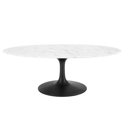 Modway - Lippa 48" Oval Faux Marble Coffee Table by Modway  Living Room Tables White - EEI-3537-BLK-WHI