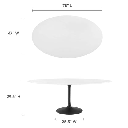 Modway - Lippa 78" Oval Wood Dining Table by Modway  Bar and Dining Bar and Dining Tables White - EEI-3540-BLK-WHI