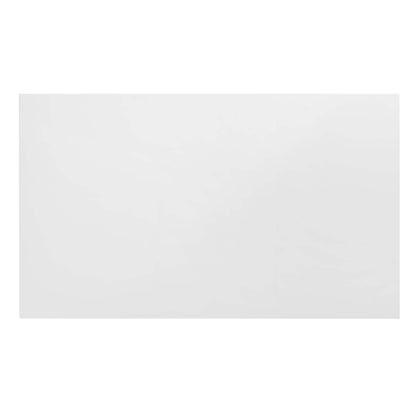 White rectangular wood dining table, 60" long, with a clean minimalist design.