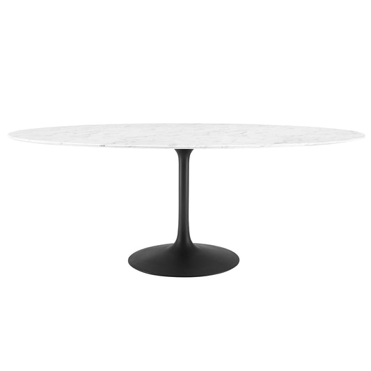 Modway - Lippa 78" Oval Faux Marble Dining Table by Modway  Bar and Dining Bar and Dining Tables White - EEI-3542-BLK-WHI