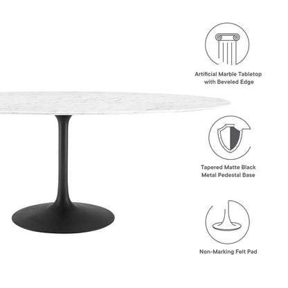 Modway - Lippa 78" Oval Faux Marble Dining Table by Modway  Bar and Dining Bar and Dining Tables White - EEI-3542-BLK-WHI