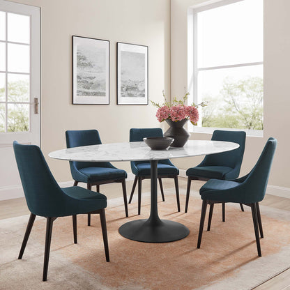 Modway - Lippa 78" Oval Faux Marble Dining Table by Modway  Bar and Dining Bar and Dining Tables White - EEI-3542-BLK-WHI