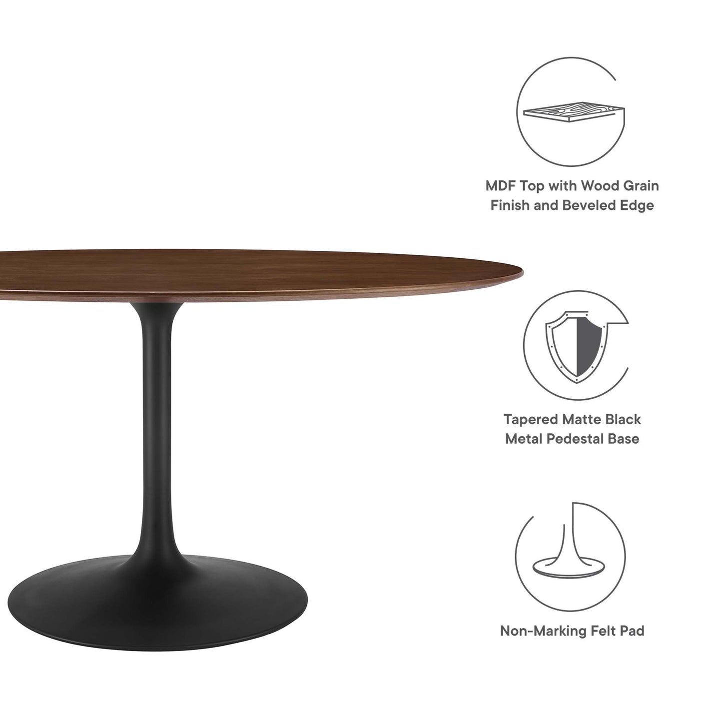 Modway - Lippa 60" Oval Walnut Wood Dining Table by Modway  Bar and Dining Bar and Dining Tables Brown - EEI-3543-BLK-WAL