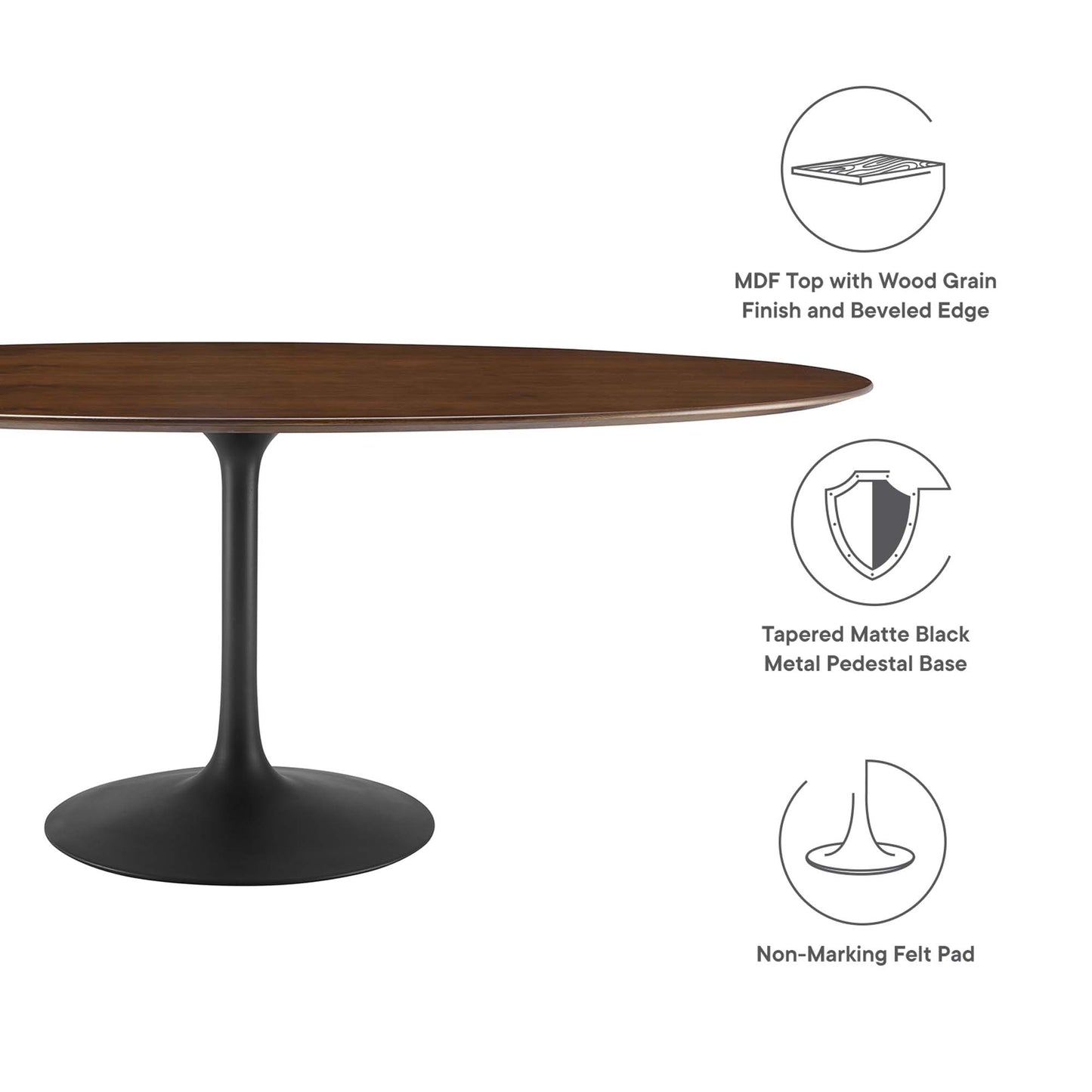 Modway - Lippa 78" Oval Walnut Wood Dining Table by Modway  Bar and Dining Bar and Dining Tables Brown - EEI-3544-BLK-WAL