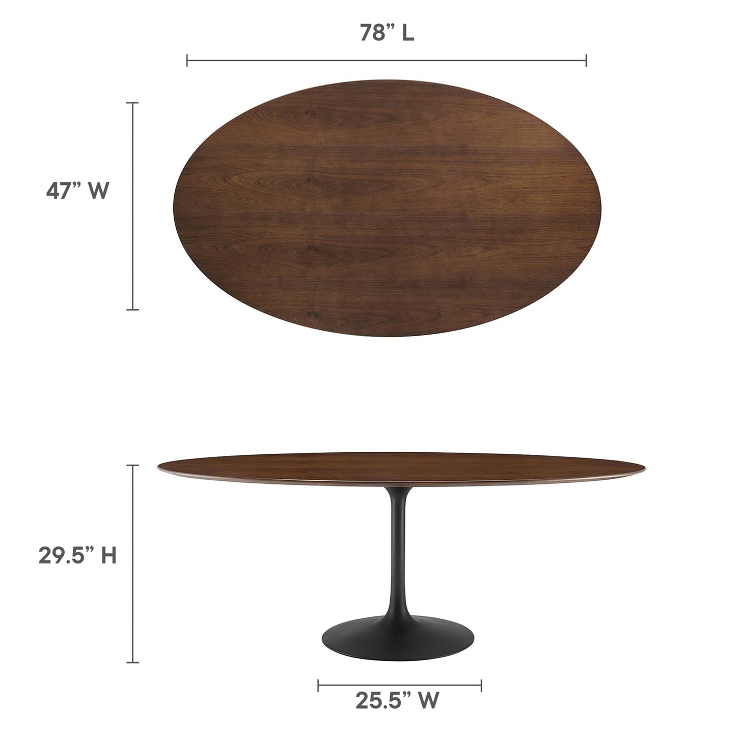 Modway - Lippa 78" Oval Walnut Wood Dining Table by Modway  Bar and Dining Bar and Dining Tables Brown - EEI-3544-BLK-WAL