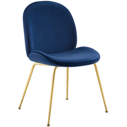 Modway Outlet Scoop Gold Stainless Steel Leg Performance Velvet Dining Chair by Modway  Bar and Dining Furniture Navy - EEI-3548-NAV