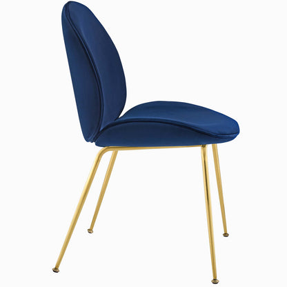 Modway Outlet Scoop Gold Stainless Steel Leg Performance Velvet Dining Chair by Modway  Bar and Dining Furniture Navy - EEI-3548-NAV