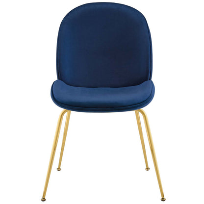 Modway Outlet Scoop Gold Stainless Steel Leg Performance Velvet Dining Chair by Modway  Bar and Dining Furniture Navy - EEI-3548-NAV